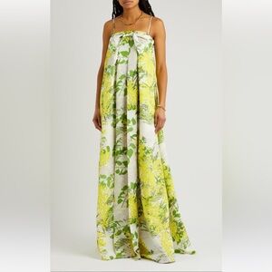 BERNADETTE Estelle Bow-embellished Floral-print Taffeta Gown - Green